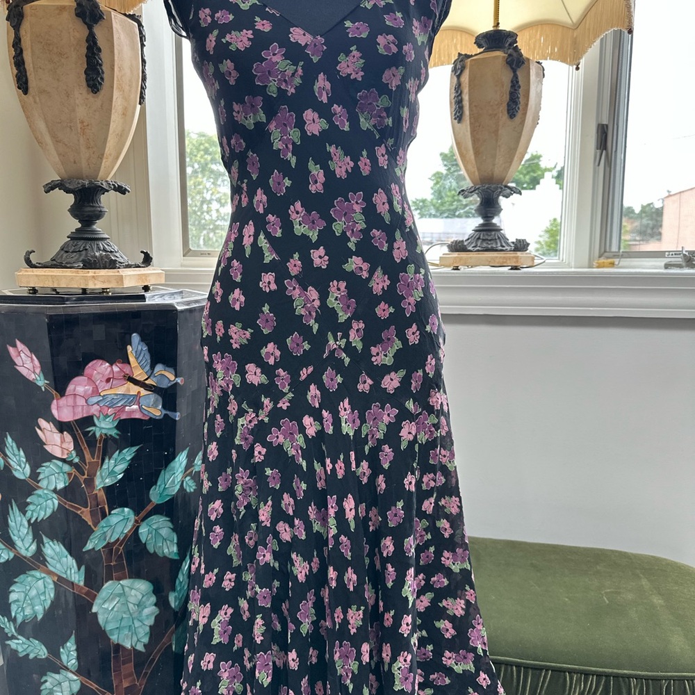 Vintage Jones New York Black and Purple Floral Maxi Dress
